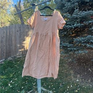 Tradlands Nico Square Neck Dress - Brown Gingham - NWT